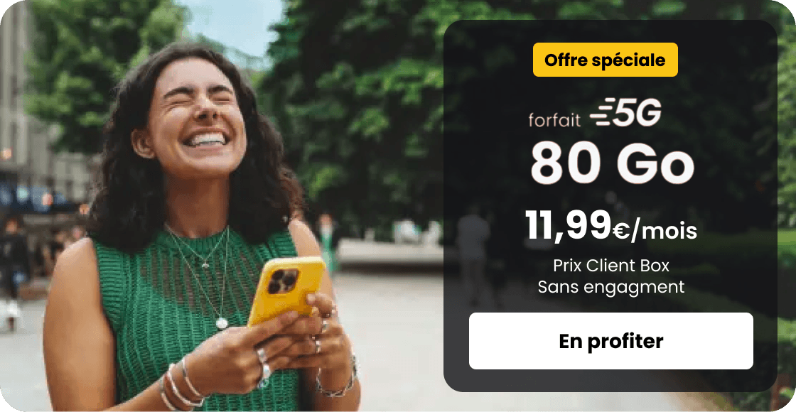 Forfait SFR 80 Go 5G à 11,99€/mois - Offre spéciale - Sans engagement