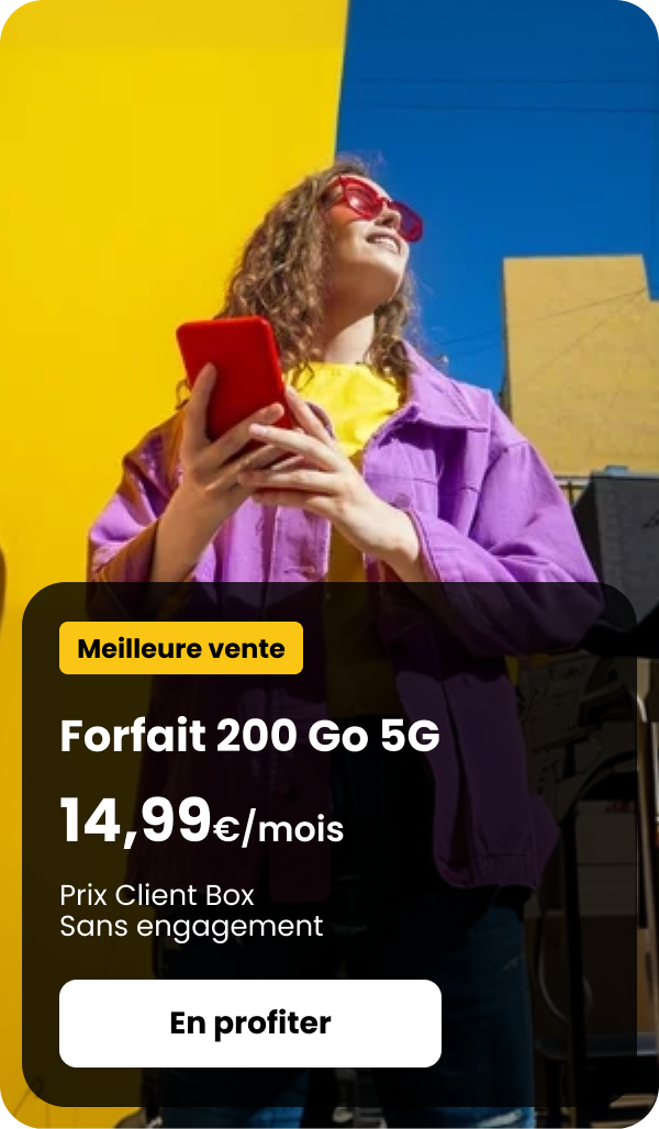 Forfait 200 Go 5G à 14,99€/mois SFR